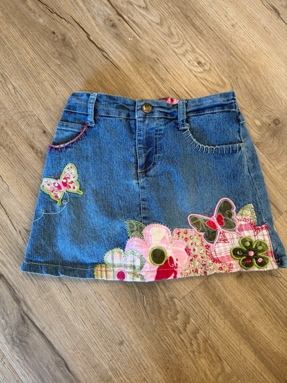 Vintage Y2K Faded Glory Girls Denim Skirt Size 5